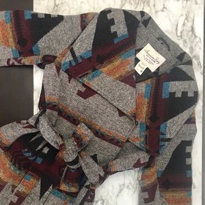 American Rag Heavy Coat with Aztec-Print Detailing